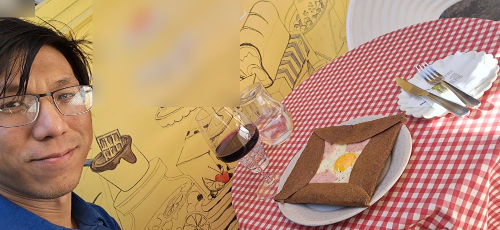 Vincent, the galette, and the glass of red that came with it