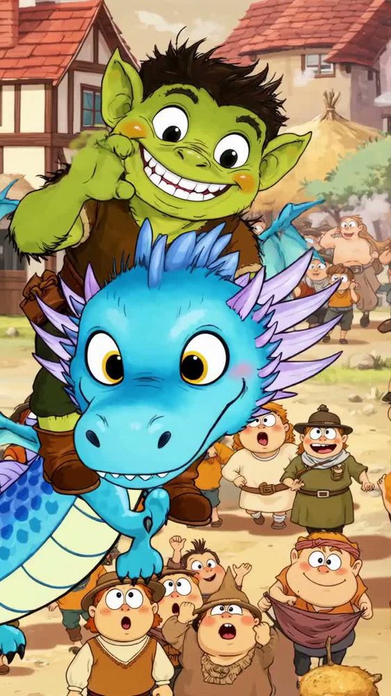 The little troll and his baby dragon